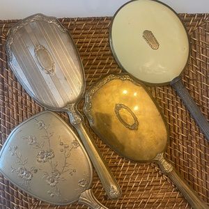 4 PIECE VINTAGE HAND MIRRORS